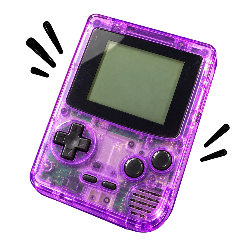 Console portatile retrò viola trasparente